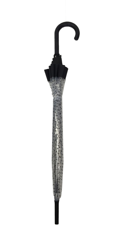 Automatinis ilgas permatomas skėtis su taškeliais 85 cm