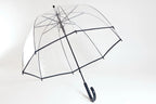 Automatinis ilgas permatomas skėtis su juoda juostele 85 cm