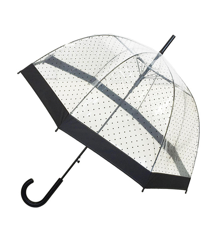 Automatinis ilgas permatomas skėtis su taškeliais 85 cm