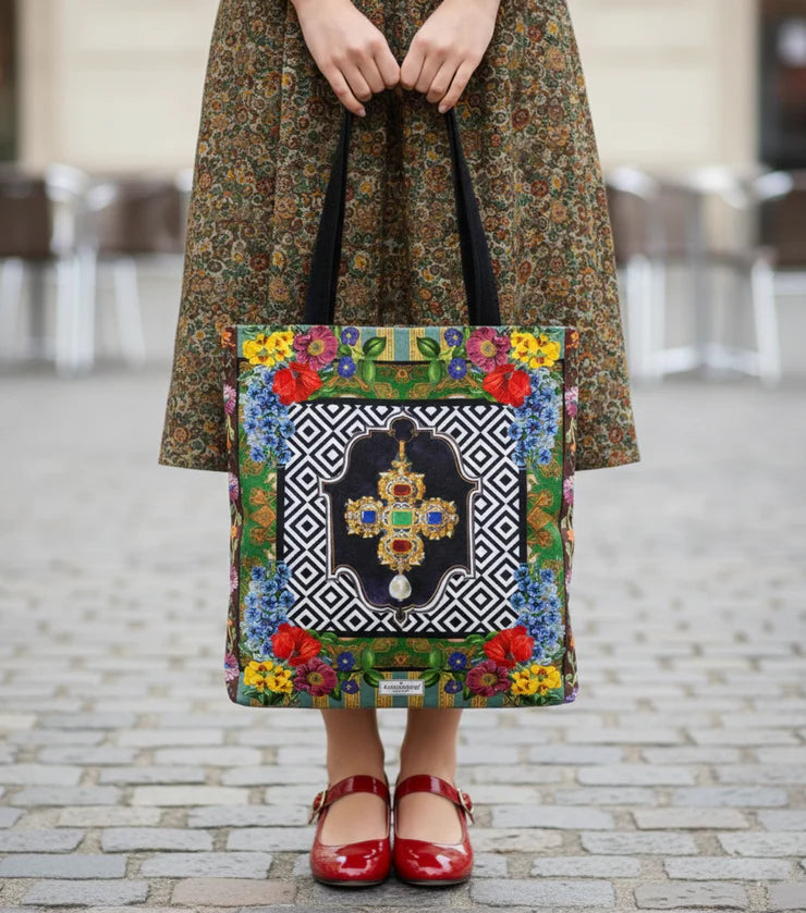 VELVETO TOTE RANKINĖ  BIZANTIJA 43 × 36 cm